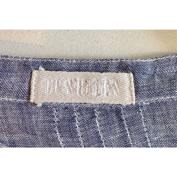 CP Shades Regina 100% Linen Collarless Pleated Bodice Tunic Top Women's Small - Picture 7 of 12